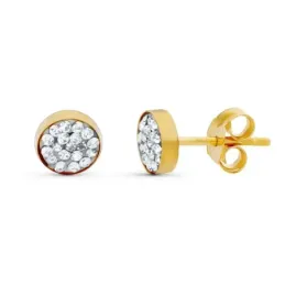 Pendientes Oro 18k mujer 4 mm. redondos circonitas