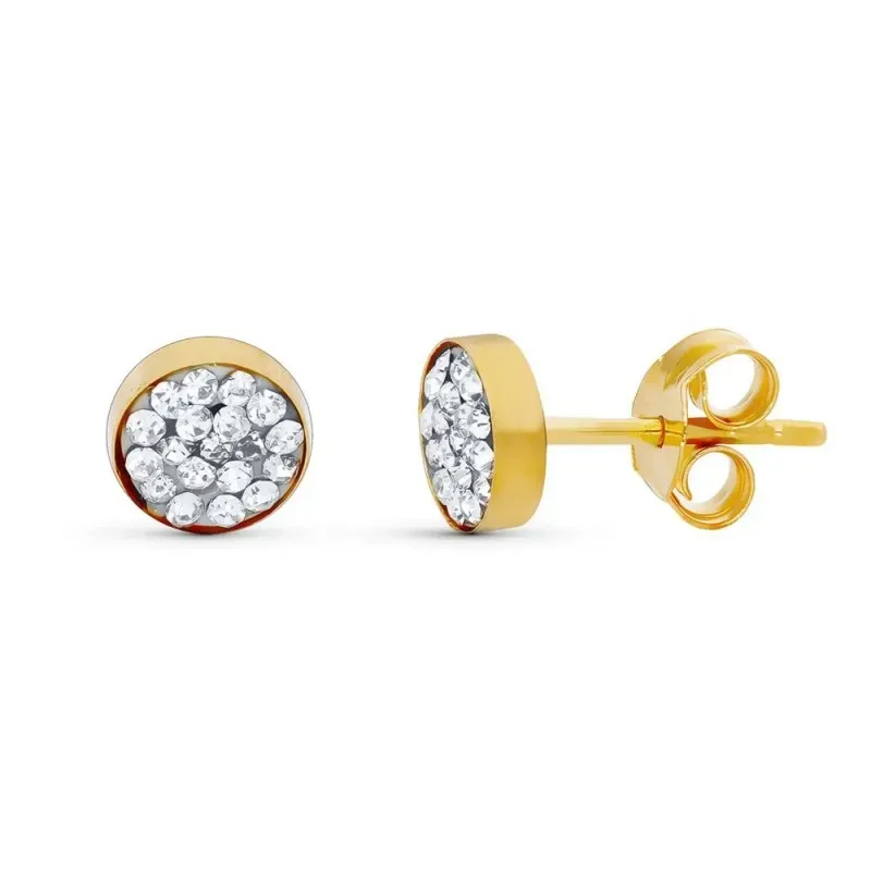 Pendientes Oro 18k mujer 4 mm. redondos circonitas