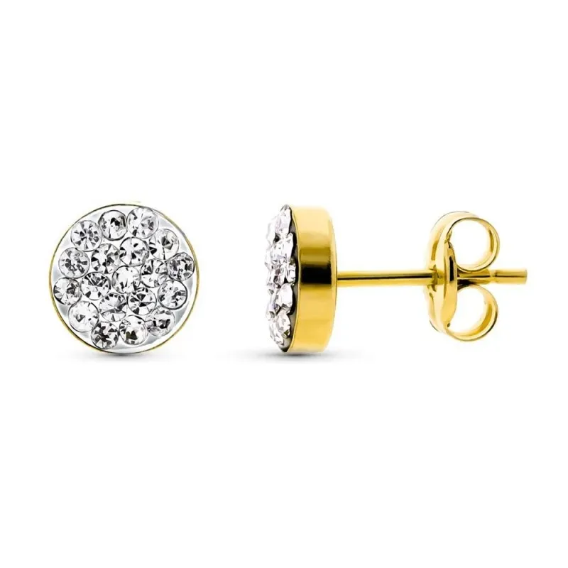 Pendientes Oro 18k mujer 6 mm. redondos circonitas
