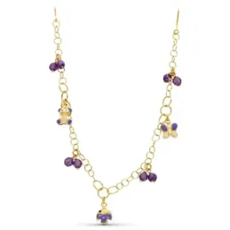 Gargantilla Oro 18k mujer piedras combinadas colgantes mariposa oso p