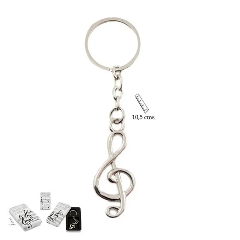 Nota Musical Clave de Sol Llavero metálico de 10.5 cm. con estuche de