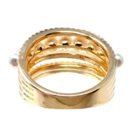 Sortija plata Ley 925m chapada oro bandas circonitas perlas sintéticas