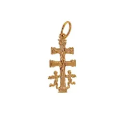 Cruz Caravaca Colgante Plata Ley 925m chapado oro unisex 20 mm.