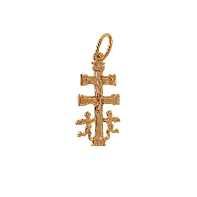 Cruz Caravaca Colgante Plata Ley 925m chapado oro unisex 20 mm.
