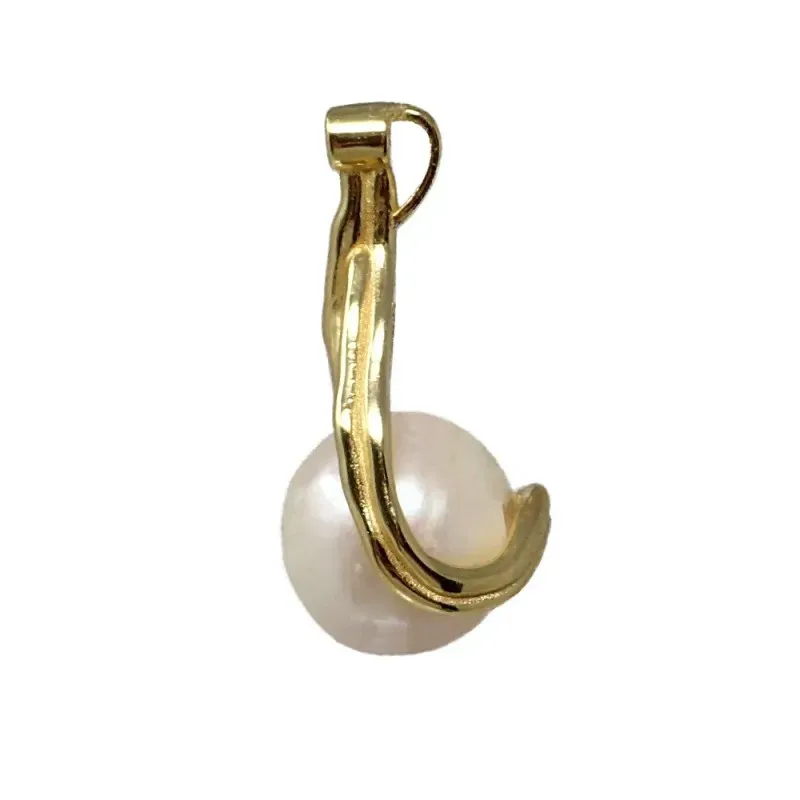 Colgante plata Ley 925m chapado oro 28mm. perla cultivada bandas detalle superior circonita