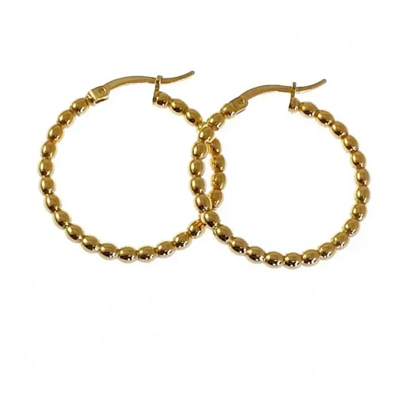 Pendientes plata Ley 925m aros chapados oro 26 mm. Bolas cierre palil