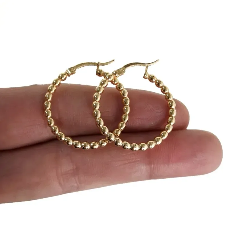 Pendientes plata Ley 925m aros chapados oro 26 mm. Bolas cierre palil