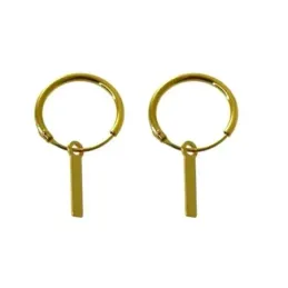 Pendientes plata Ley 925m chapados oro aro 14mm. motivo barra 12mm. c