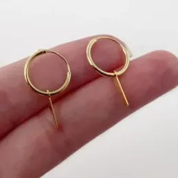 Pendientes plata Ley 925m chapados oro aro 14mm. motivo barra 12mm. c