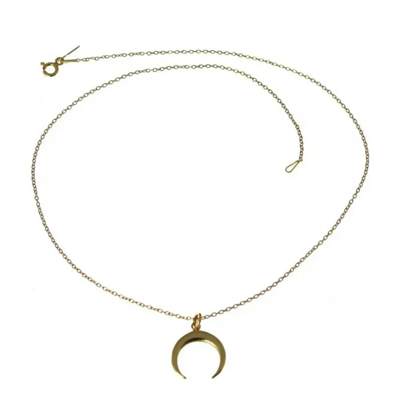 Gargantilla plata Ley 925m chapada 40cm luna invertida dorada [AC0536]
