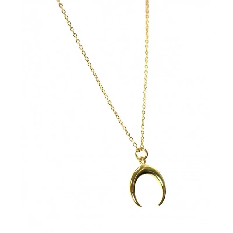 Gargantilla plata Ley 925m chapada 40cm luna invertida dorada [AC0536]