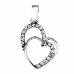 Colgante plata Ley 925m rodiada corazón doble cironitas [6574]