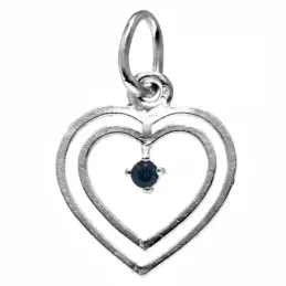 Colgante plata Ley 925m corazón piedra azul calado [1210]