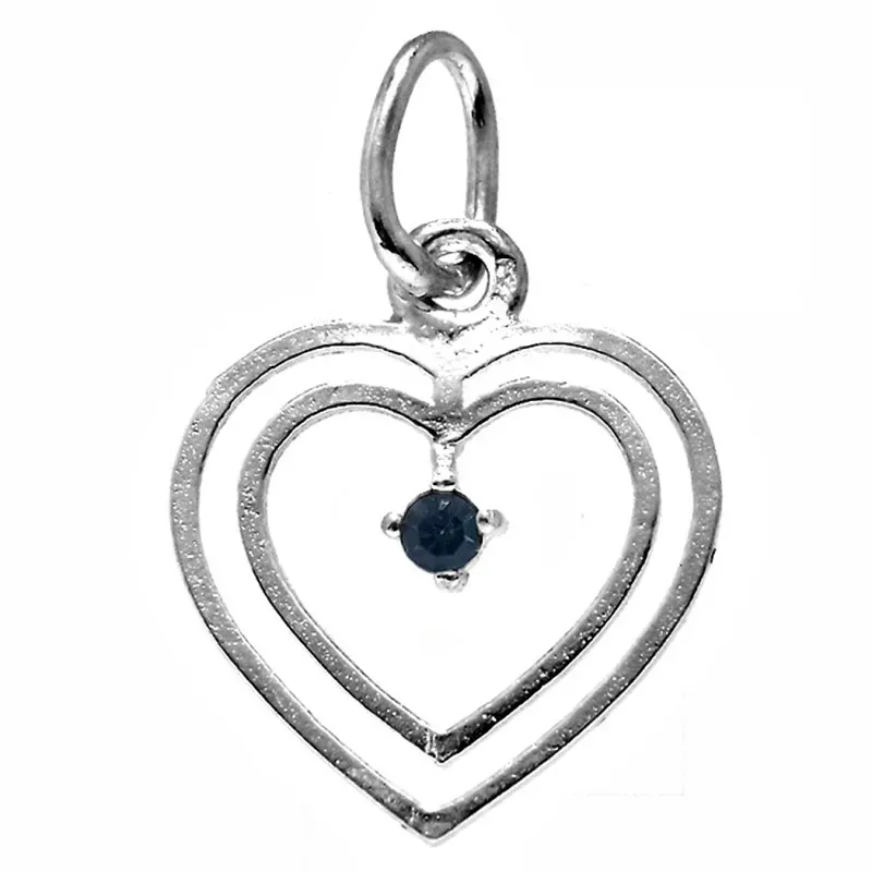 Colgante plata Ley 925m corazón piedra azul calado [1210]