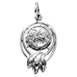 Colgante plata Ley 925m pareja enamorados beso hojas [2092]