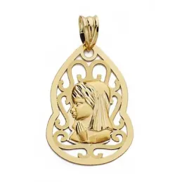 Medalla oro 18k Virgen Niña 18mm. calada [9068]