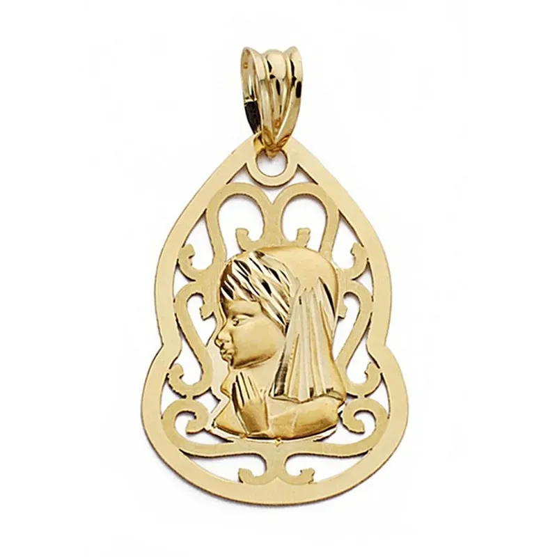 Medalla oro 18k Virgen Niña 18mm. calada [9068]