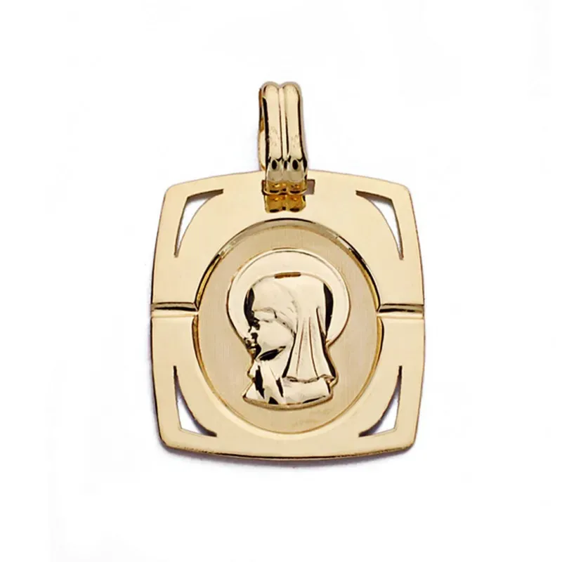 Medalla oro 18k Virgen Niña 20mm. [AA0164]