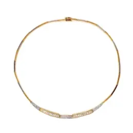 Gargantilla oro 18k bicolor 45cm. centro circonitas  [AA1852]