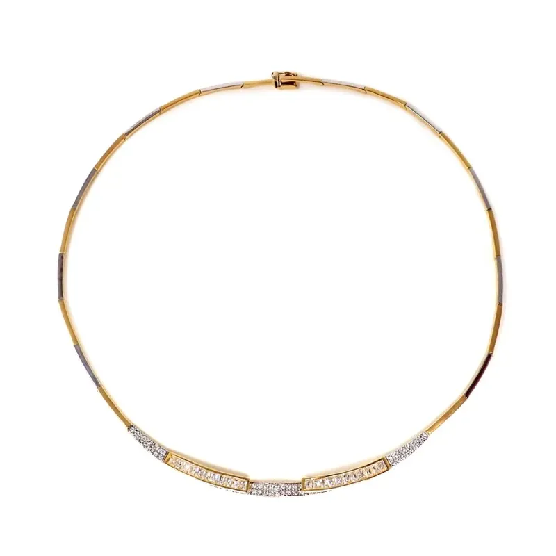 Gargantilla oro 18k bicolor 45cm. centro circonitas  [AA1852]