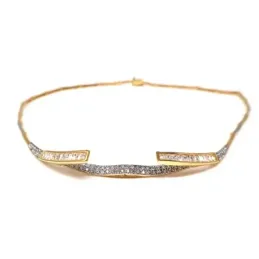 Gargantilla oro 18k bicolor 45cm. centro circonitas  [AA1852]