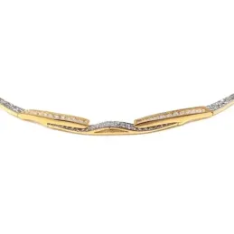 Gargantilla oro 18k bicolor 45cm. centro circonitas  [AA1852]