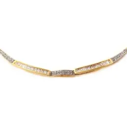 Gargantilla oro 18k bicolor 45cm. centro circonitas  [AA1852]