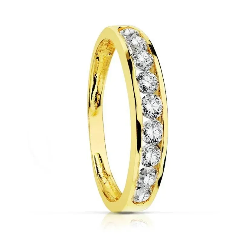 Alianza oro 18k carril circonitas 3.5mm [AA1877]