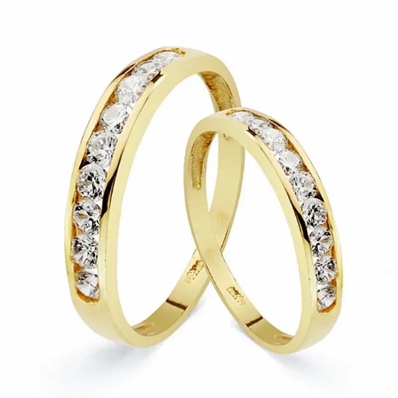 Alianza oro 18k carril circonitas 3.5mm [AA1877]