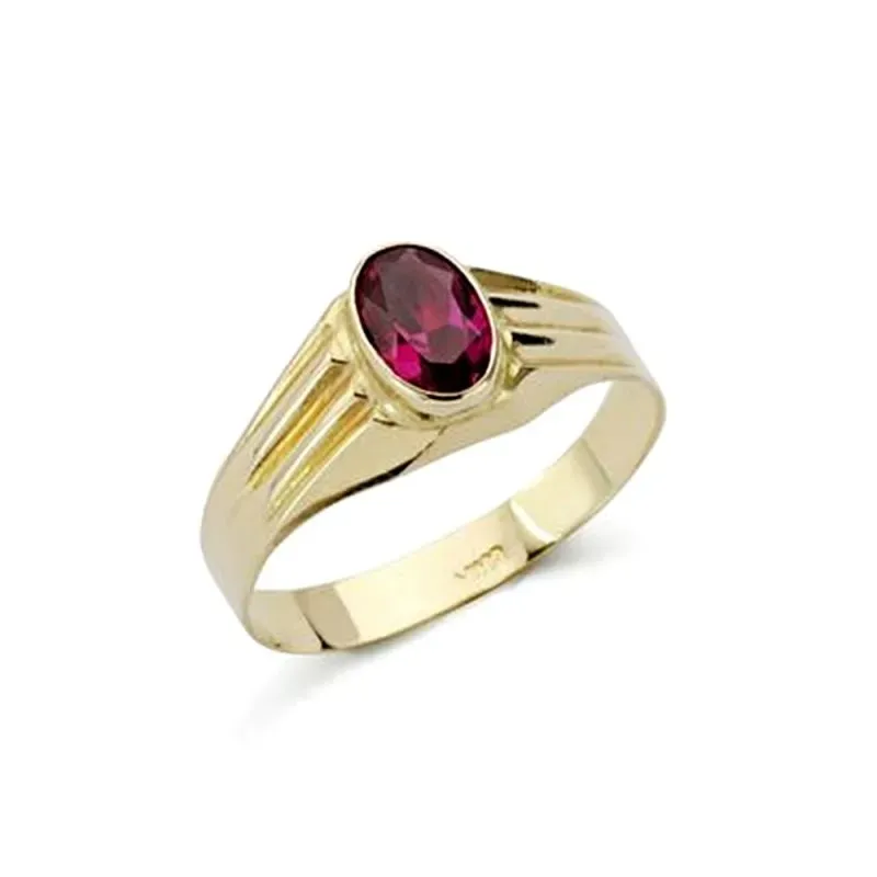 Sello oro 9k bebé piedra color rojo [AB1759]