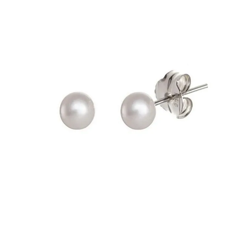 Pendientes plata Ley 925m perla sintética 6mm. [AB1122]