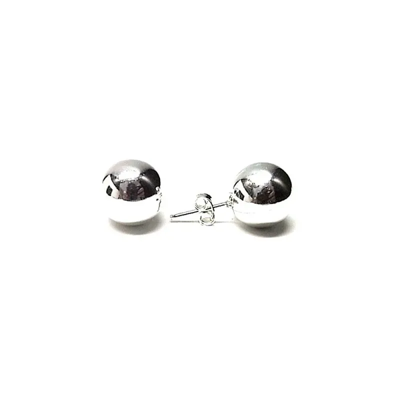 Pendientes plata Ley 925m bola lisa 12mm. [AB1141]