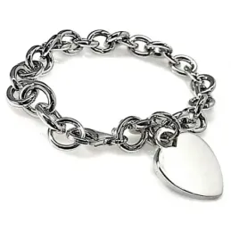 Pulsera plata ley 925m eslabones motivo corazón 20mm. [AB2643]