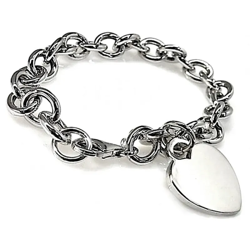 Pulsera plata ley 925m eslabones motivo corazón 20mm. [AB2643]