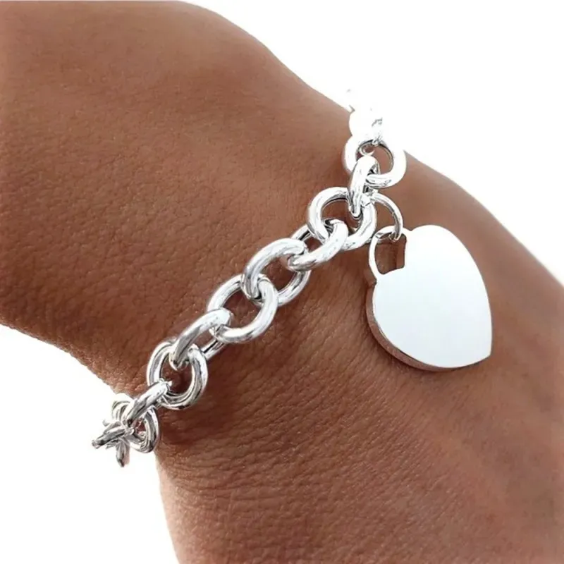 Pulsera plata ley 925m eslabones motivo corazón 20mm. [AB2643]