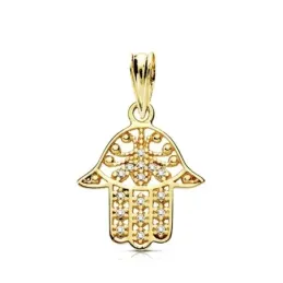 Colgante oro 9k mano de Fátima circonitas 17mm.  [AB3258]