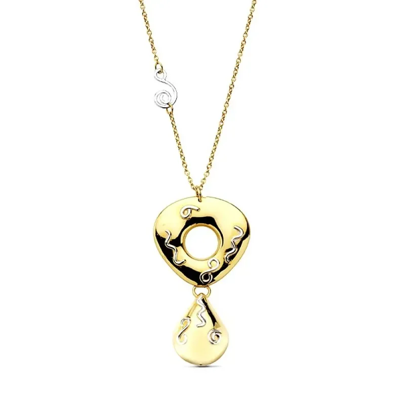 Cadena oro 18k bicolor lágrima 45cm. 14gr.  [AB3364]