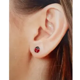 Pendientes oro 18k mariquita esmaltada 7mm. [AA1908]