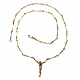 Colgante crucifijo oro 18k Cristo Dalí cadena clavos 51cm [AB4665]