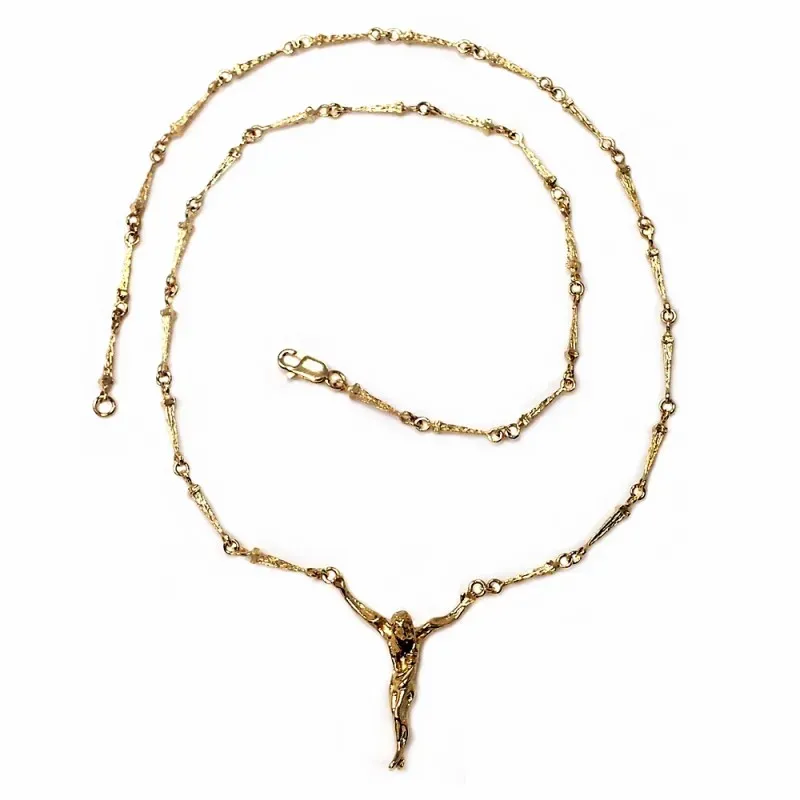 Colgante crucifijo oro 18k Cristo Dalí cadena clavos 51cm [AB4665]