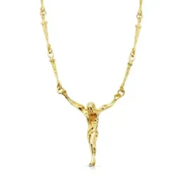 Colgante crucifijo oro 18k Cristo Dalí cadena clavos 51cm [AB4665]