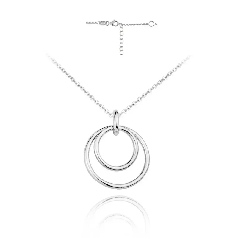 Gargantilla plata Ley 925m doble círculo 38cm. rodiada lisa [AC1487]