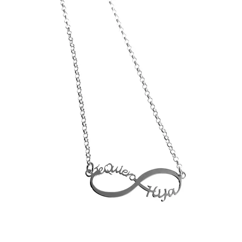 Gargantilla plata Ley 925m rolo 42cm. infinito TE QUIERO HIJA 3.5cm. mujer [AC1188]
