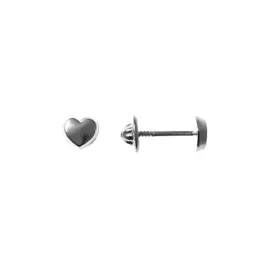 Pendientes plata Ley 925m infantiles 4mm. corazón liso cierre tuerca