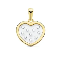 Colgante oro 18k corazón airshine 14mm. fondo membrana transparente circonitas cerco liso