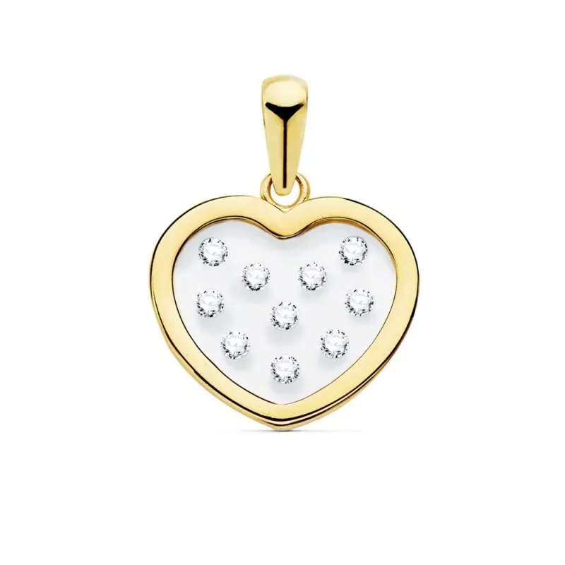 Colgante oro 18k corazón airshine 14mm. fondo membrana transparente circonitas cerco liso