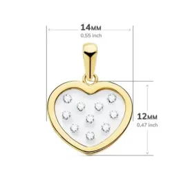 Colgante oro 18k corazón airshine 14mm. fondo membrana transparente circonitas cerco liso
