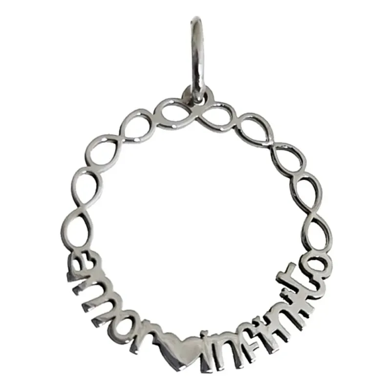 Colgante plata Ley 925m mensaje amor infinito corazón símbolos infini