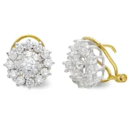 Pendientes oro bicolor 18k mujer 11mm. flor cuajo circonitas cierre c