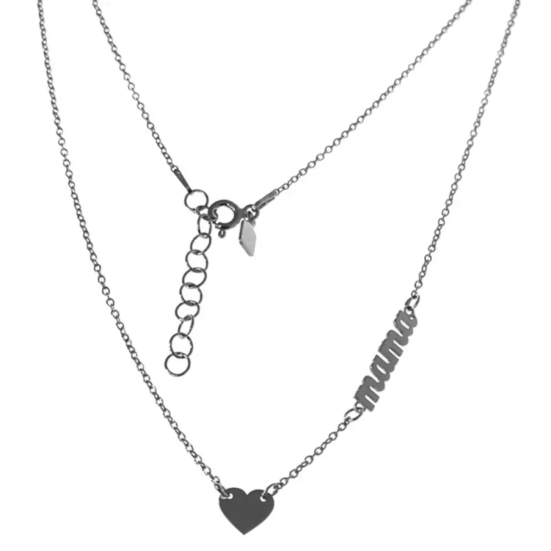 Gargantilla plata Ley 925m cadena forzada 43.5cm. motivo mamá corazón